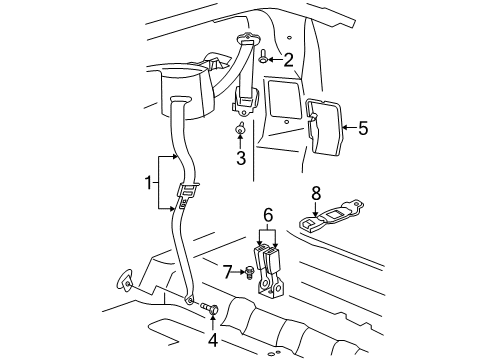 2009 Chrysler Aspen Buckle End, Rear Inner Passenger Side Diagram for 1BF021D1AC