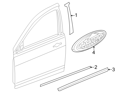 2007 Jeep Patriot Side Molding, Marine Blue, Front Diagram for 1BB35CB6AB