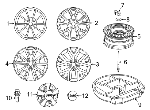 2016 Jeep Cherokee Wheel, Alloy Diagram for 1UT91RXFAB