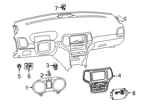 2016 Jeep Grand Cherokee Multifunction Switch, Black Diagram for 5VN54DX9AC