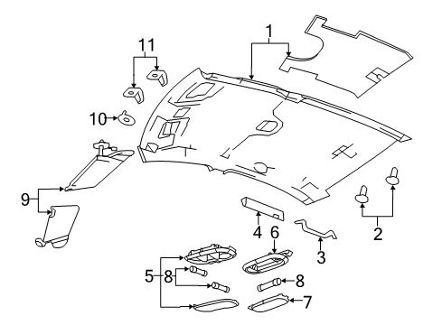 2011 Chrysler 200 Reading Lamp Assy, Beige, Front Diagram for 1FA93HL1AD