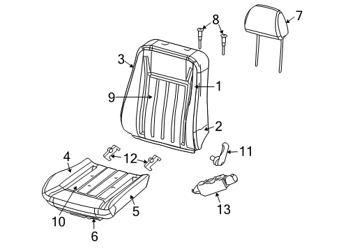 2005 Dodge Magnum Seat Back Pad, Front Passenger Side Diagram for 5159152AA
