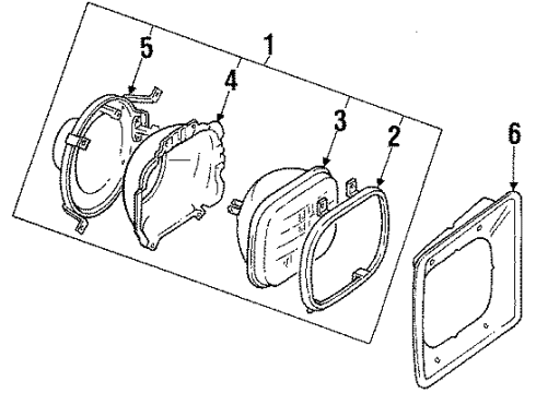 1985 Jeep Wagoneer Headlamp Components Diagram