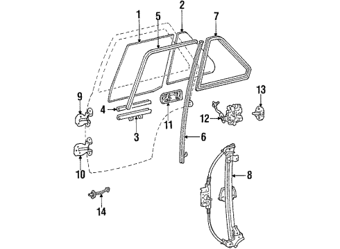 1985 Dodge Colt Window Regulator, Rear Diagram for MB258760