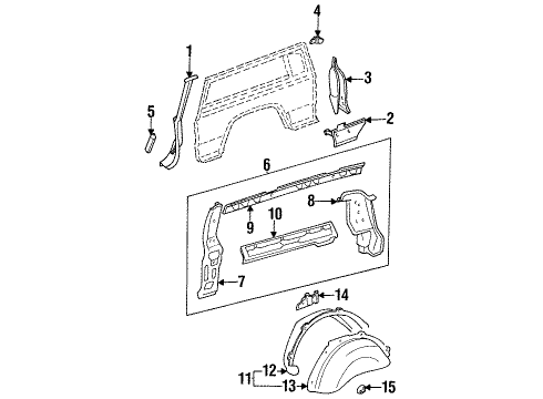 1990 Jeep Cherokee Outer Wheelhouse Diagram for 55235346