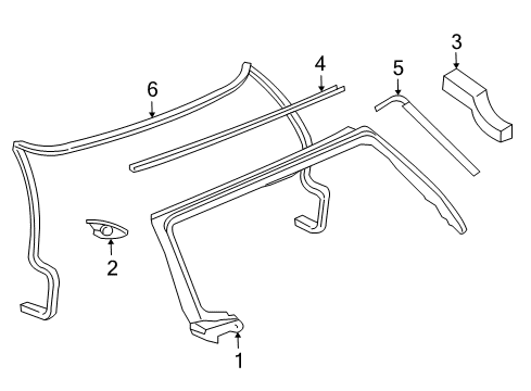 2003 Dodge Viper Windshield Header & Components Diagram