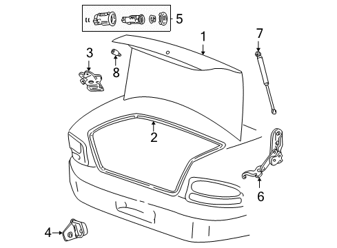 2004 Chrysler Sebring Hinge, Rear Driver Side Diagram for 4878791AA