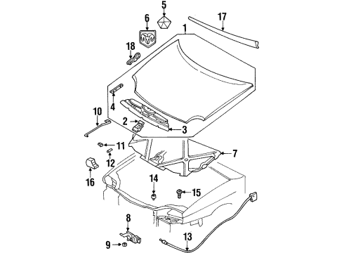 1996 Dodge Neon Hinge Diagram for 4783990