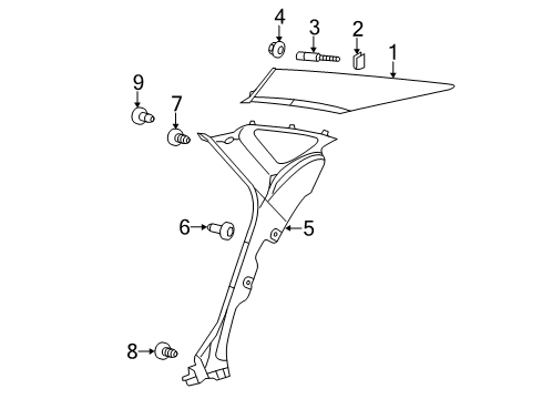2015 Chrysler 200 Windshield Pillar Trim Clip, Upper Diagram for 68199882AB