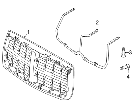 2009 Dodge Dakota Grille, Orange, Front Diagram for 1FZ31DV6AB
