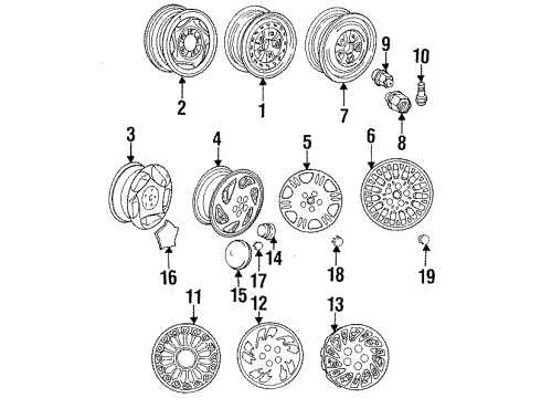 1994 Dodge Shadow Wheel Nut Diagram for 6509769AA