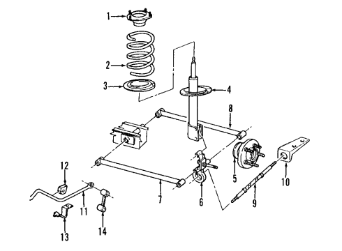 2001 Dodge Neon Stabilizer Bar, Rear Diagram for 5272258AB
