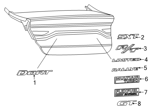 2013 Dodge Dart Nameplate, Rear Diagram for 68092750AA