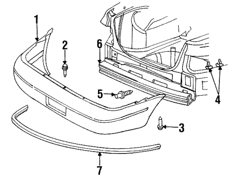 1997 Chrysler Cirrus Energy Absorber, Rear Diagram for 4630284