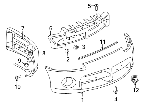 2008 Dodge Viper Bumper Cover, Front Diagram for 5029154AB