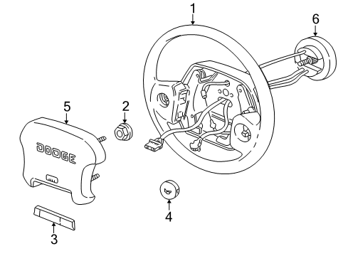 1999 Dodge Dakota Steering Wheel & Trim Diagram