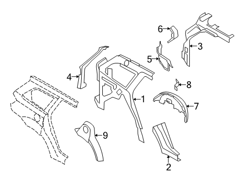 2009 Dodge Journey Outer Wheelhouse, Rear Passenger Side Diagram for 5067950AB