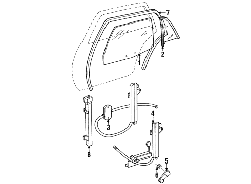 1991 Dodge Monaco Glass - Door Diagram