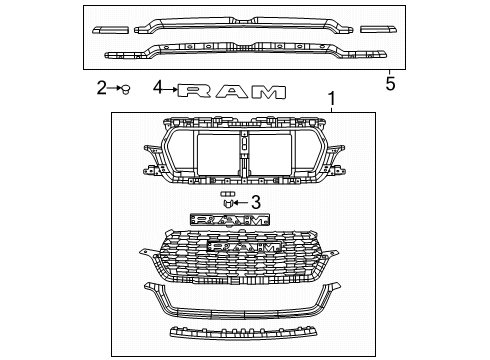 2025 Ram 1500 Grille & Components Diagram 6 - Thumbnail