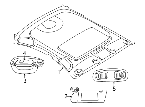 1999 Chrysler Concorde Visor, Passenger Side Diagram for PB74TL2AB