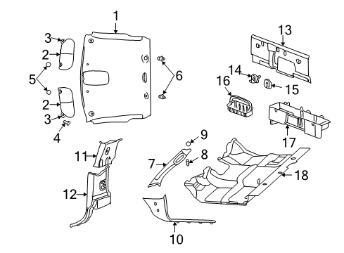 2004 Dodge Ram 1500 Sunvisor, Passenger Side Diagram for YY74TL2AA