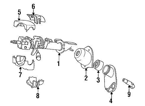 1991 Dodge Spirit Steering Column Components Diagram 2 - Thumbnail