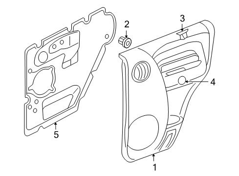 2004 Jeep Liberty Door Trim Panel, Taupe, Rear Inner Passenger Side Diagram for 5GF18WL5AP