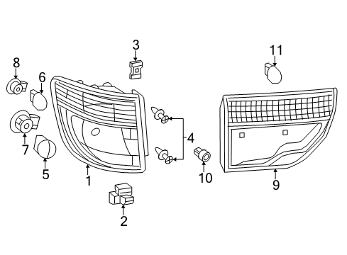 2011 Dodge Durango Hid Bulb, Front Diagram for 4865941AC