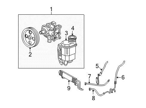 2007 Dodge Ram 1500 Power Steering Cooler, Front Diagram for 68069566AA