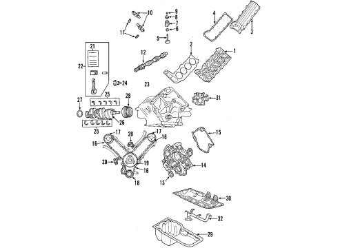 2003 Dodge Durango Upper Overhaul Gasket Kit Diagram for 68001776AA