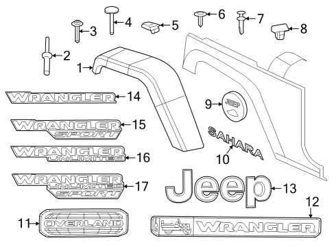 2018 Jeep Wrangler Nameplate, Dark Gray Diagram for 68441751AA