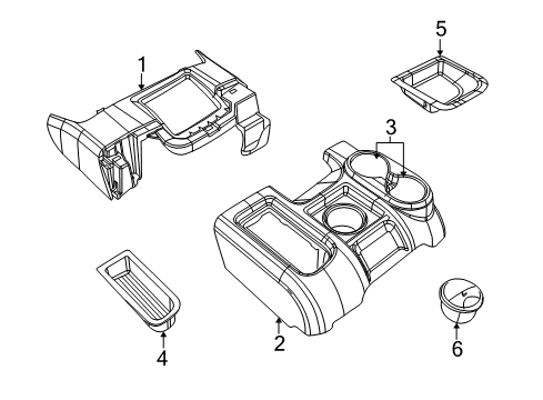 2011 Ram 2500 Console Base, Gray, Rear Diagram for 1EB18XDVAB
