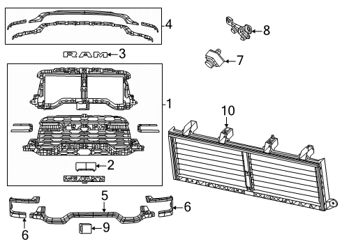 2025 Ram 2500 GRILLE-RADIATOR Diagram for 68719395AB