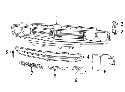 2011 Dodge Challenger Headlamp Bezel, Front Passenger Side Diagram for 68051526AA