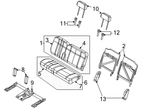 2009 Dodge Durango Seat Cushion, Rear Driver Side Diagram for 1FR111D5AA