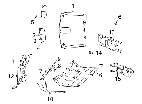 2008 Dodge Ram 2500 Headliner Diagram for 1FL07BD1AA