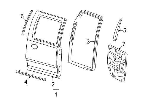 2006 Dodge Ram 1500 Door Shell, Rear Passenger Side Diagram for 5183436AB