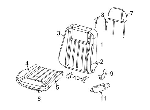 2008 Dodge Charger Seat Cover, Front Diagram for 1CL531DVAB