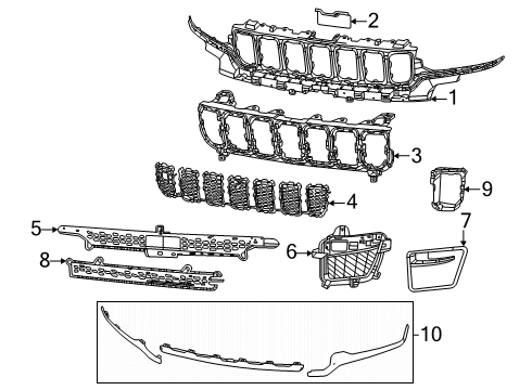 2024 Jeep Grand Cherokee L Grille & Components Diagram