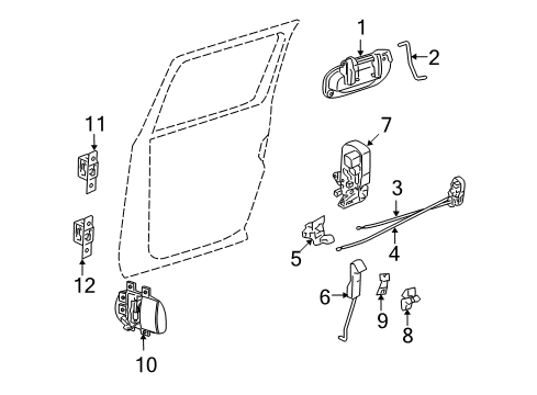 2011 Ram Dakota Window Regulator, Rear Driver Side Diagram for 55359561AA