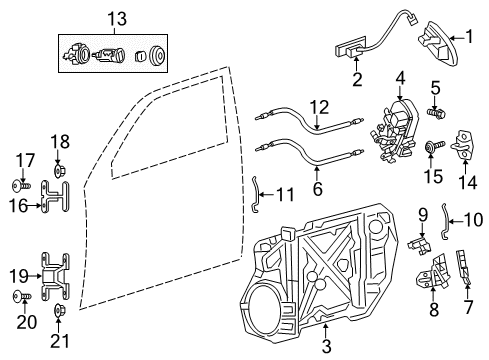 2019 Dodge Charger Upper Hinge, Front Passenger Side Diagram for 55113660AC