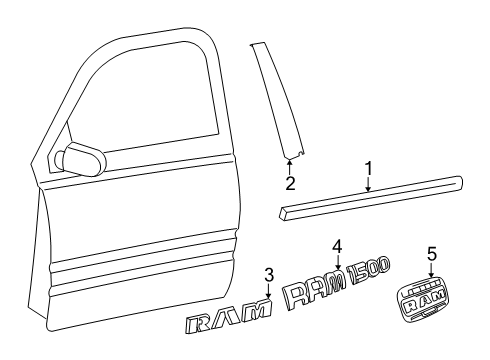 2011 Ram 1500 Exterior Trim - Front Door Diagram