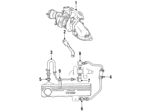 1987 Dodge Daytona Turbocharger & Components Diagram 2 - Thumbnail