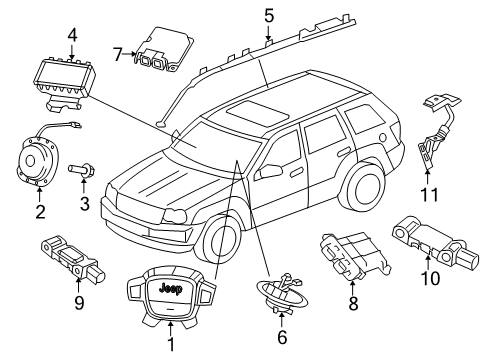 2010 Jeep Grand Cherokee Driver Air Bag, Driver Side Diagram for 1EB40ZJ3AE