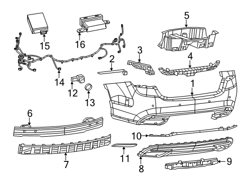 2016 Chrysler 200 Bumper Cover, Rear Upper Diagram for 1UW74TZZAE