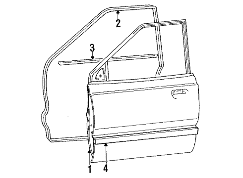 1991 Dodge Colt Exterior Trim - Front Door Diagram