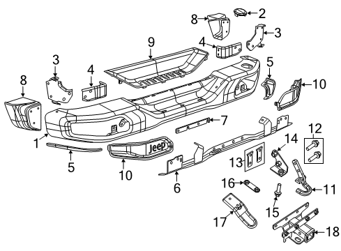 2017 Jeep Wrangler Mount Bracket, Rear Outer Passenger Side Diagram for 68195812AA