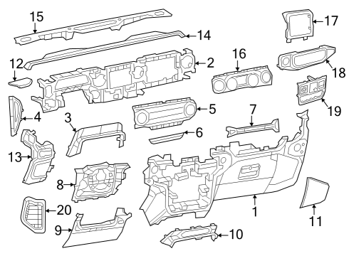 2023 Jeep Gladiator Air Bag Door, Red, Front Passenger Side Diagram for 6AB28SRRAD