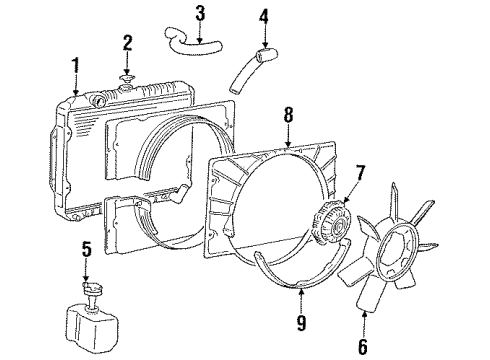 1990 Dodge Ram 50 Radiator & Components Diagram 2 - Thumbnail