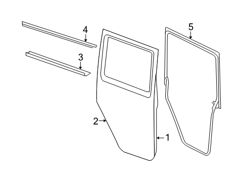 2007 Jeep Wrangler Door Weatherstrip, Center Passenger Side Diagram for 55395718AO